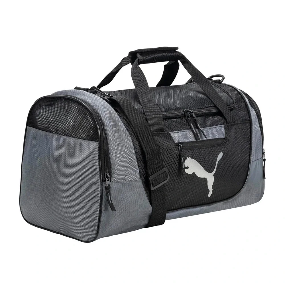 NWT PUMA Evercat Contender Duffel Bag Black Gray Gym Travel